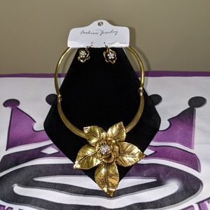 Brass Flower Necklace Set